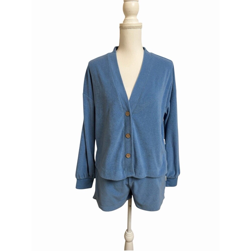 Roxy Three's Company Women's S/M Terry Cardigan & Shorts Set M Top S Shorts